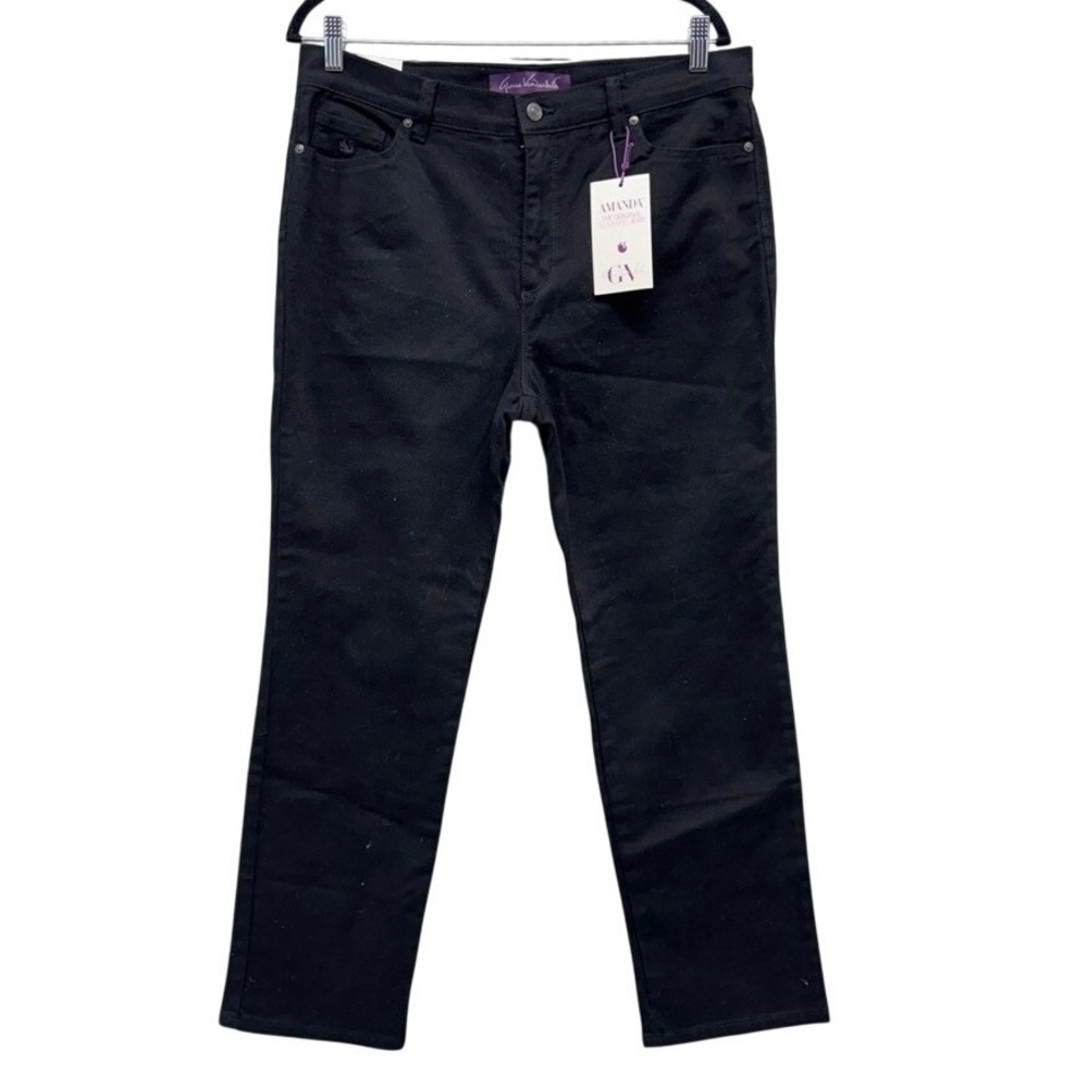 NWT Gloria Vanderbilt Amanda Tapered Jeans Black Petite 14P High Rise Denim New